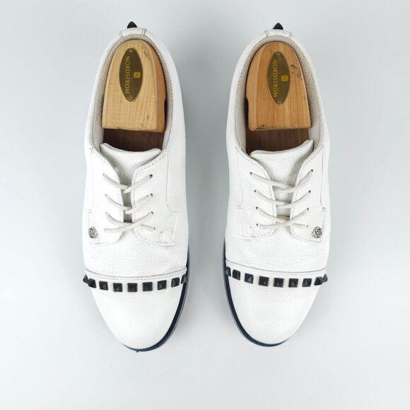 G/FORE Gallivanter Stud Cap Toe Spikeless Golf Shoes White Leather Black 8.5 - Picture 5 of 10